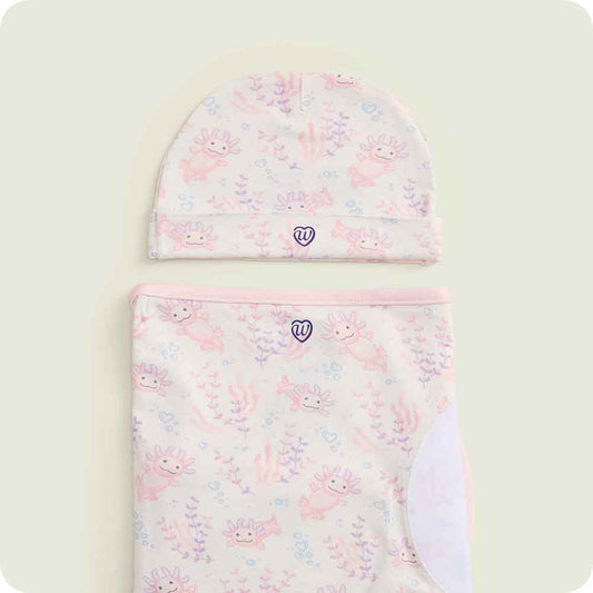 Pink Axolotl Swaddle & Beanie Gift Set - Warmies